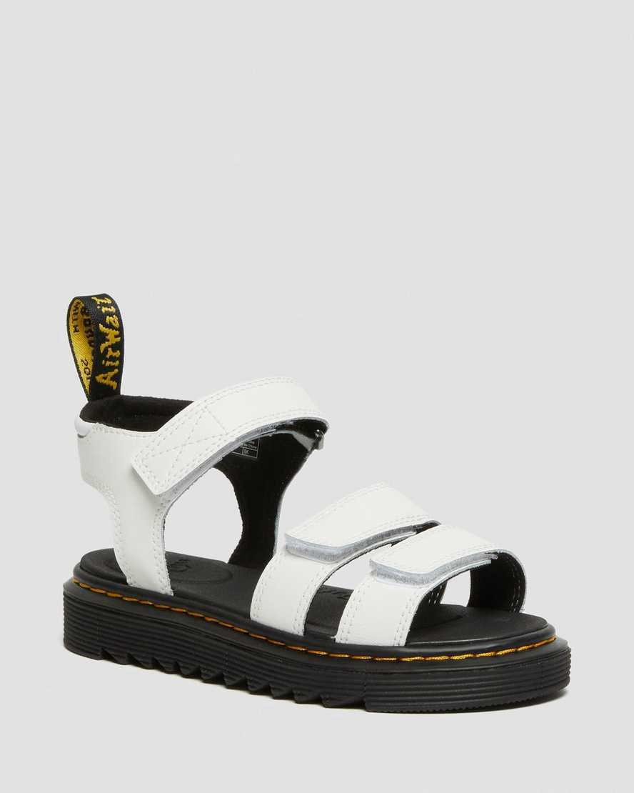 Dr Martens Junior Klaire Leather Strap Sandalen Kinder Weiß | 450137-PVS