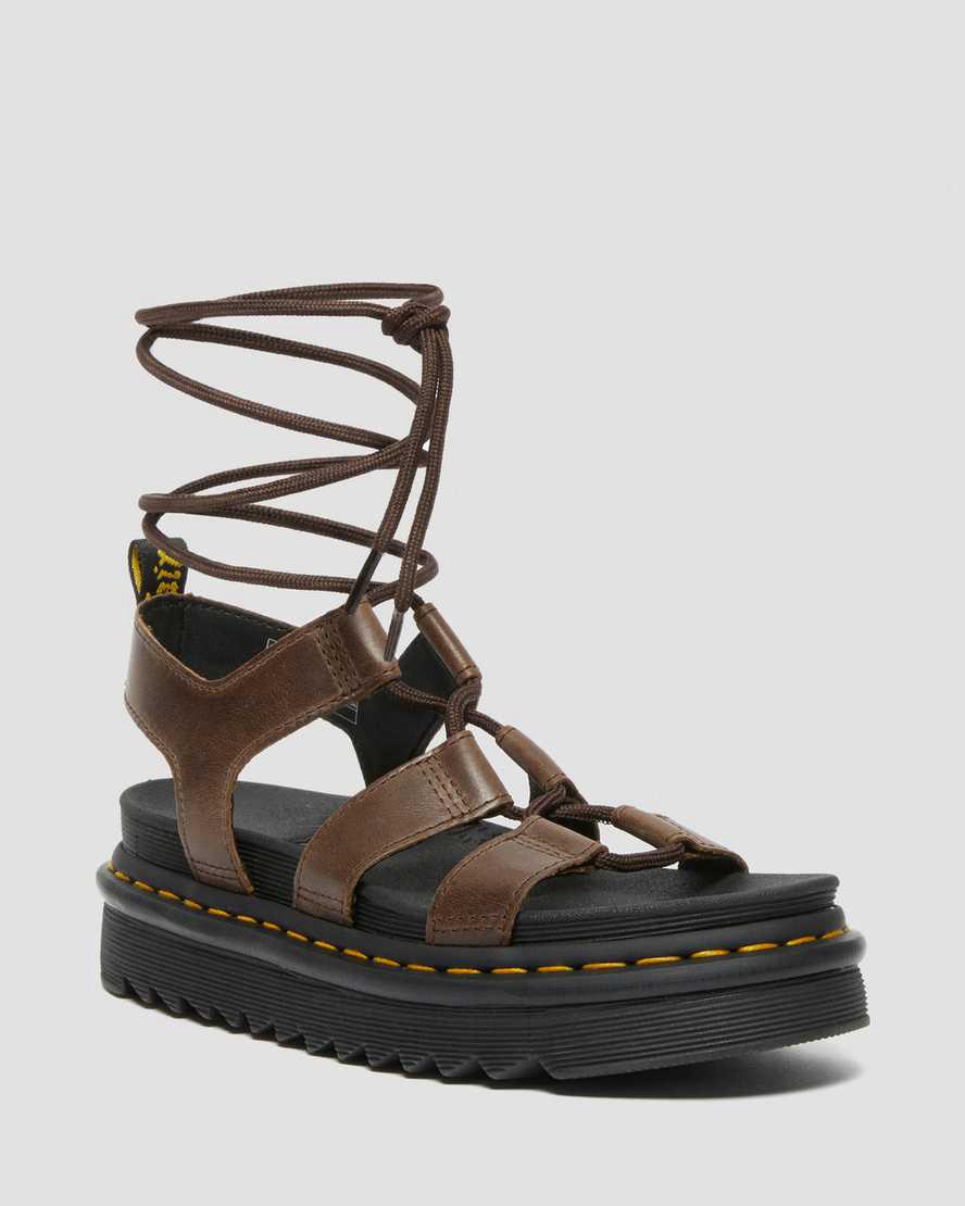Dr Martens Nartilla Illusion Leather Gladiator-sandalen Damen Dunkelbraun | 163947-BKX
