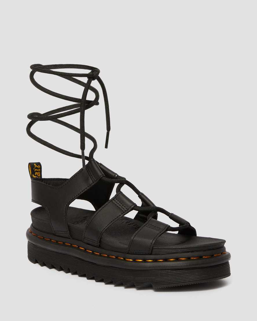 Dr Martens Nartilla Leather Gladiator-sandalen Damen Schwarz | 910452-LFQ