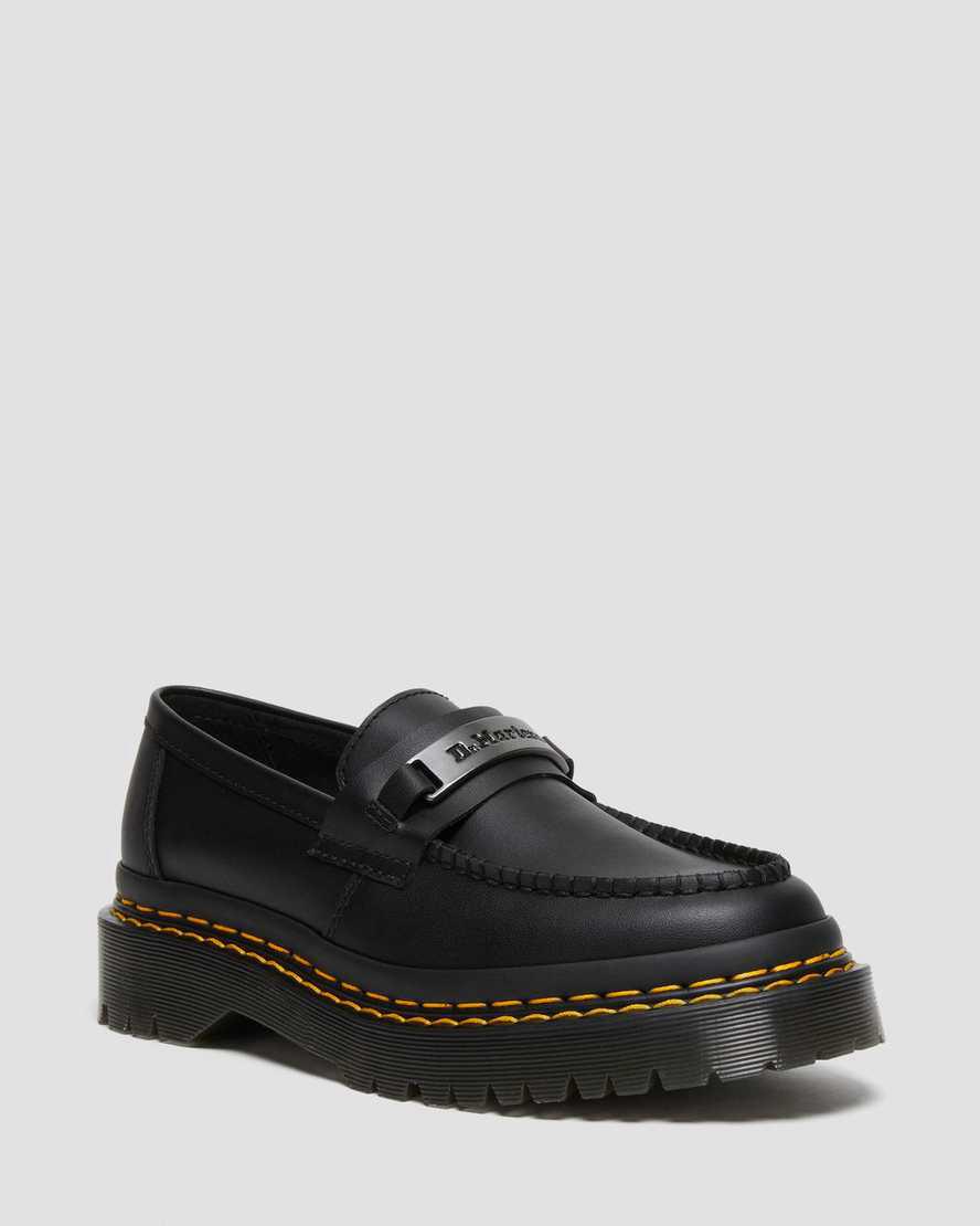 Dr Martens Penton Bex Double Stitch Leather Loafers Plateauschuhe Damen Schwarz | 036741-VQS