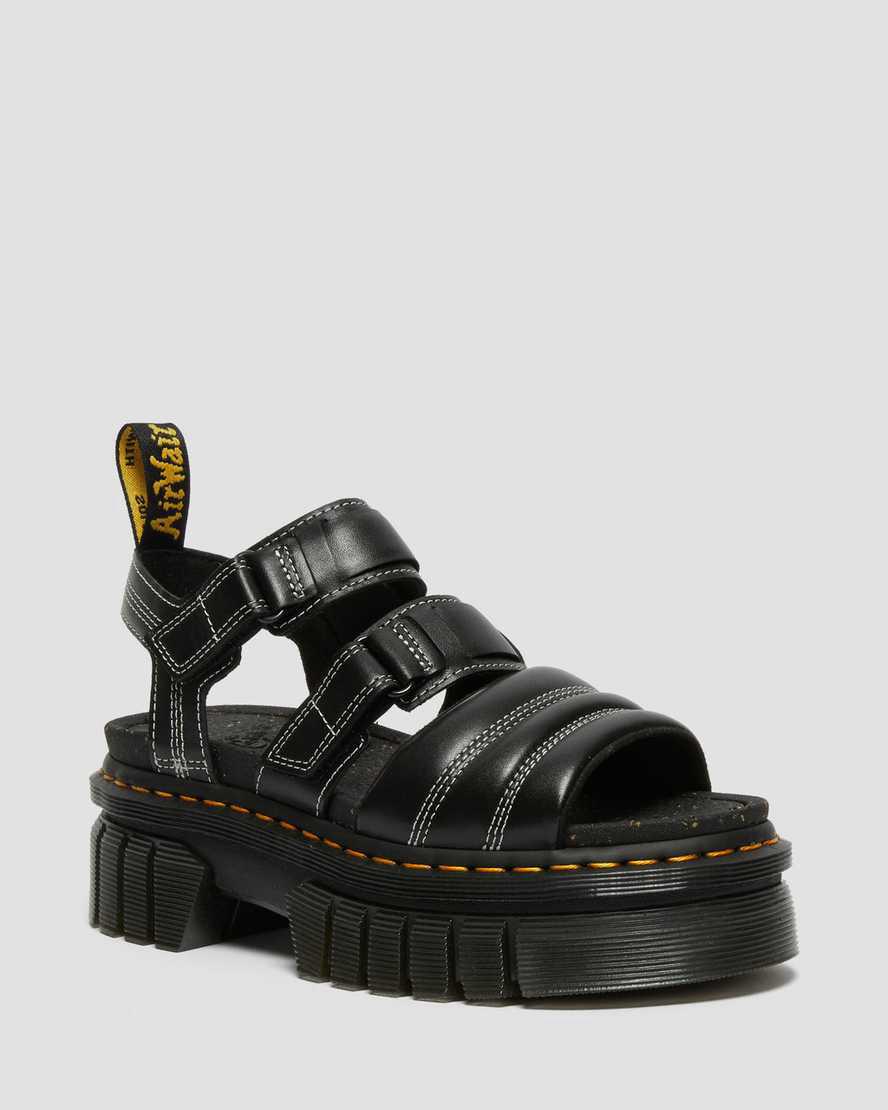 Dr Martens Ricki Nappa Lux Leather 3-Strap Gladiator-sandalen Damen Schwarz | 153294-GVK