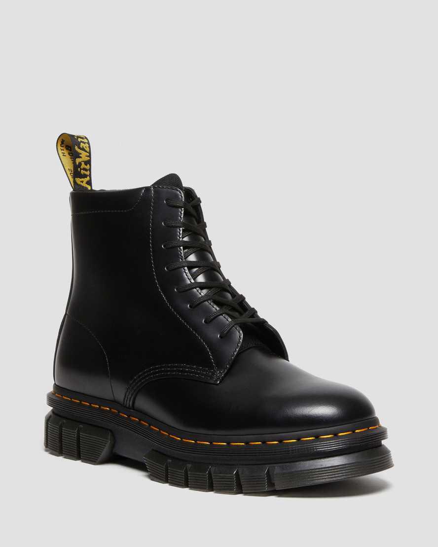 Dr Martens Rikard Smooth Leather Lace Up Plateau Stiefel Damen Schwarz | 314209-SIK