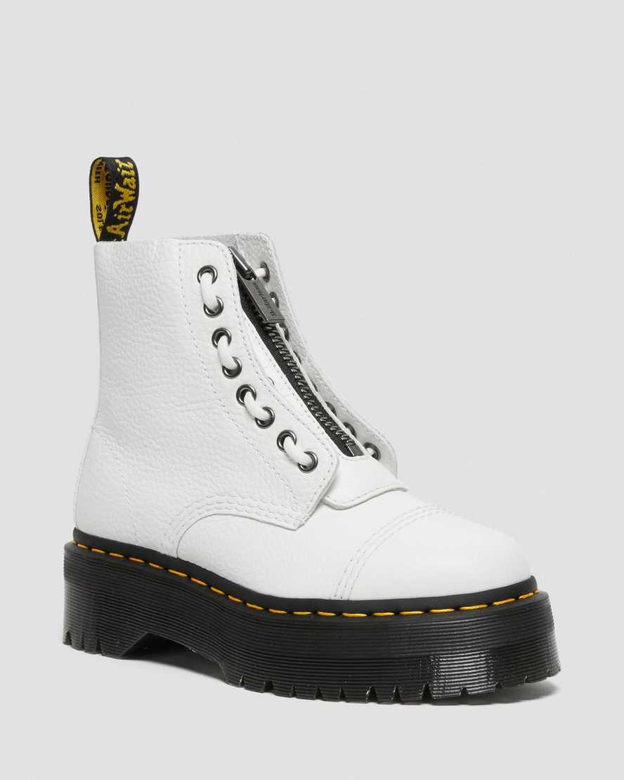 Dr Martens Sinclair Milled Nappa Leather Plateau Stiefel Damen Weiß | 057123-MYN