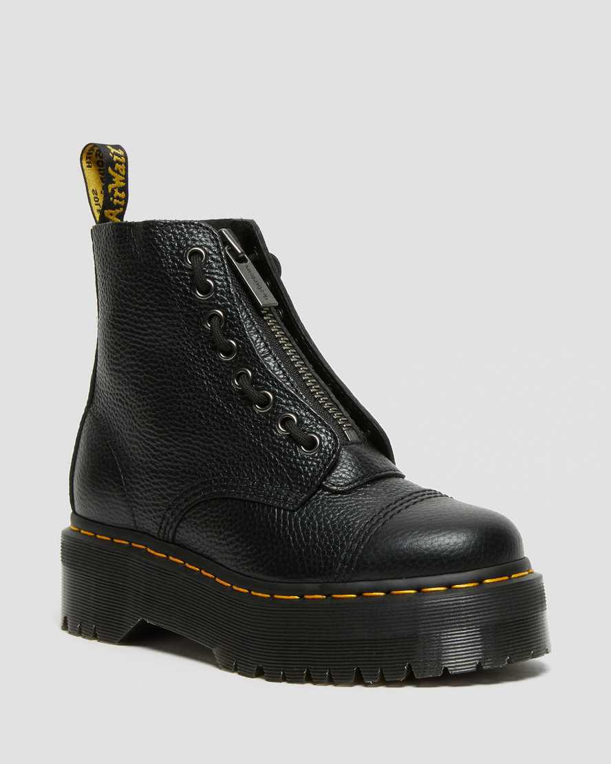 Dr Martens Sinclair Milled Nappa Leather Plateau Stiefel Damen Schwarz | 075248-BVH