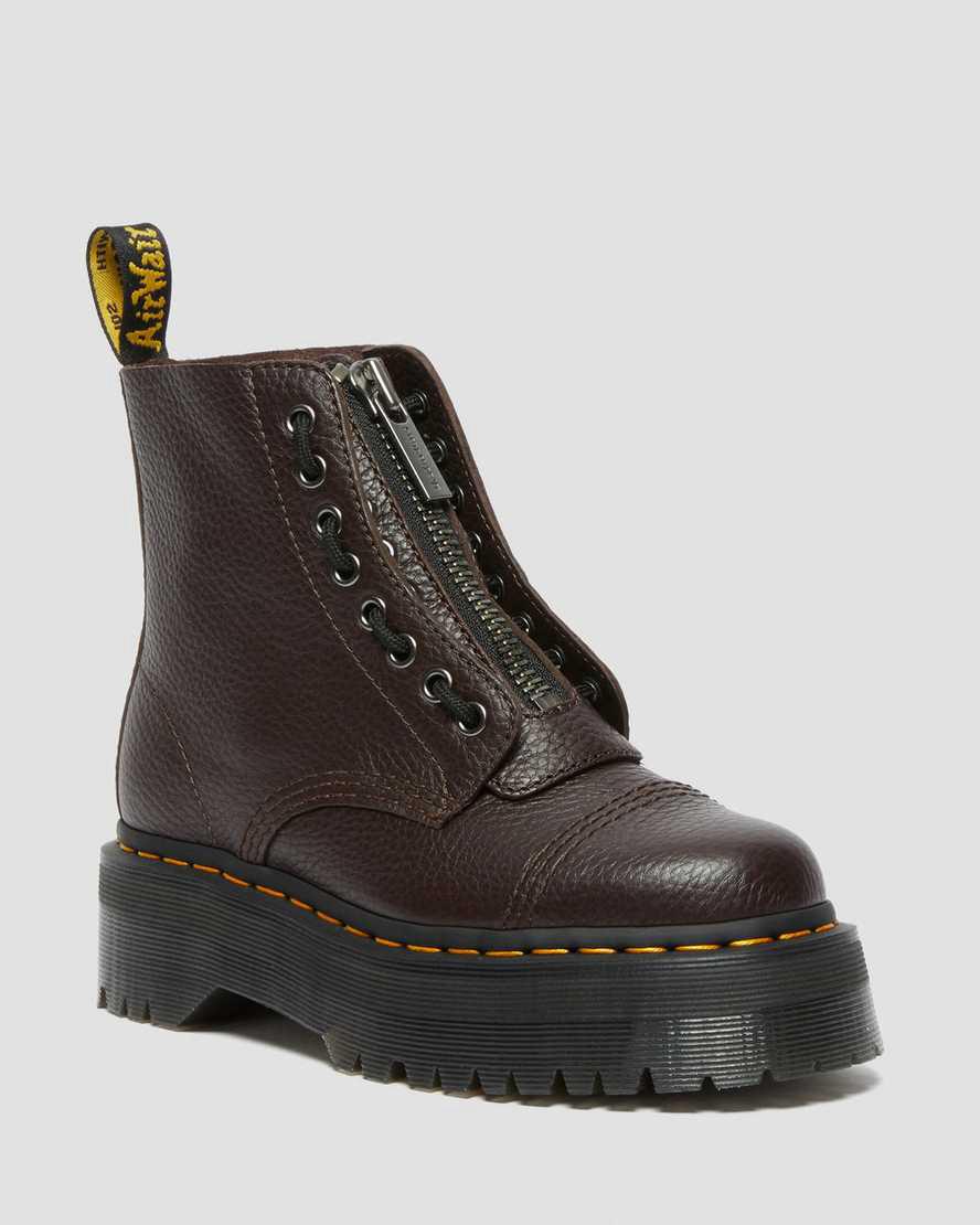 Dr Martens Sinclair Milled Nappa Leather Platform Stiefeletten Damen Bordeaux | 396857-FSH