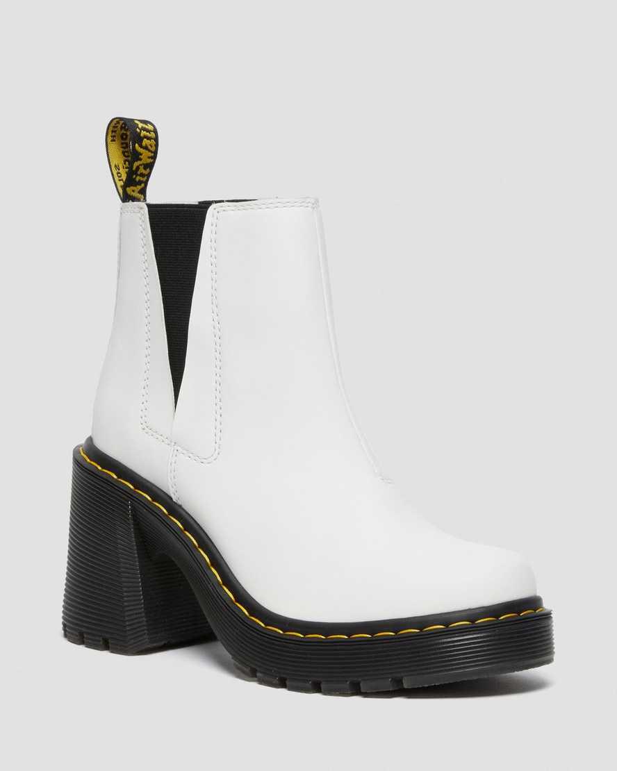 Dr Martens Spence Leather Flared Heel Chelsea Stiefeletten Damen Weiß | 416279-OST