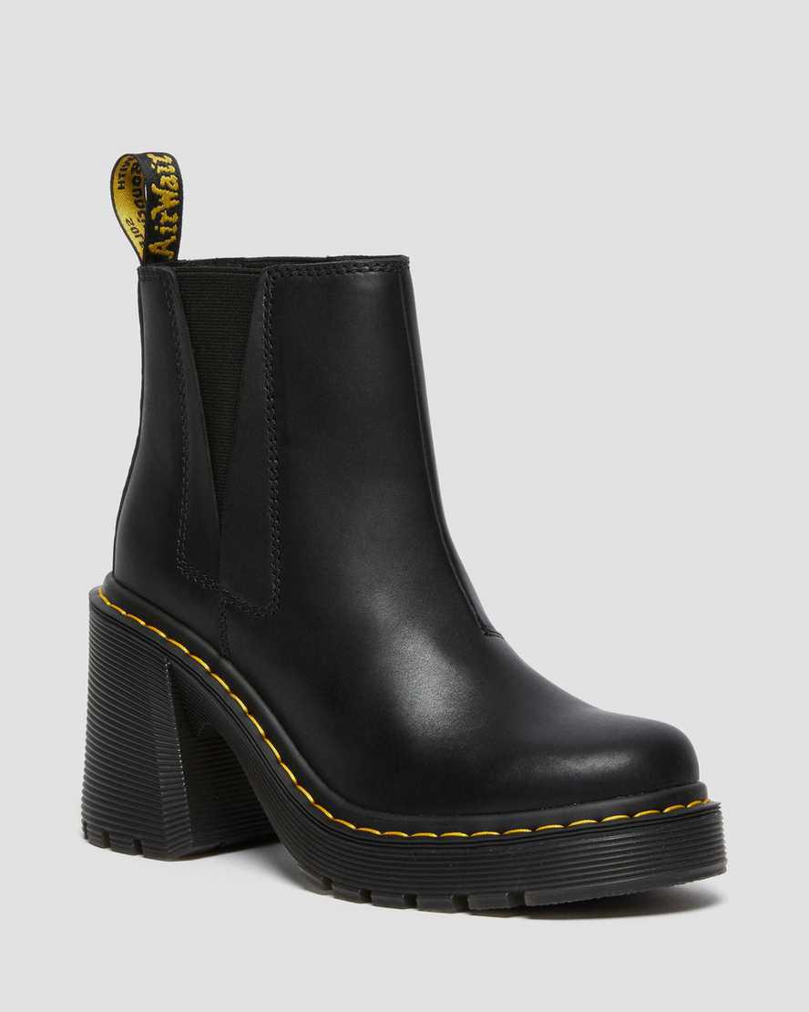 Dr Martens Spence Leather Flared Heel Chelsea Stiefel Damen Schwarz | 582104-IZO