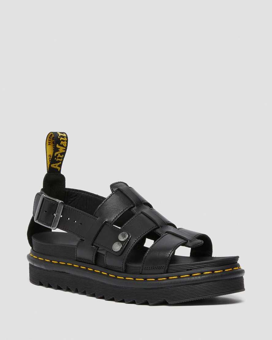 Dr Martens Terry Leather Strap Gladiator-sandalen Damen Schwarz | 263715-RUZ