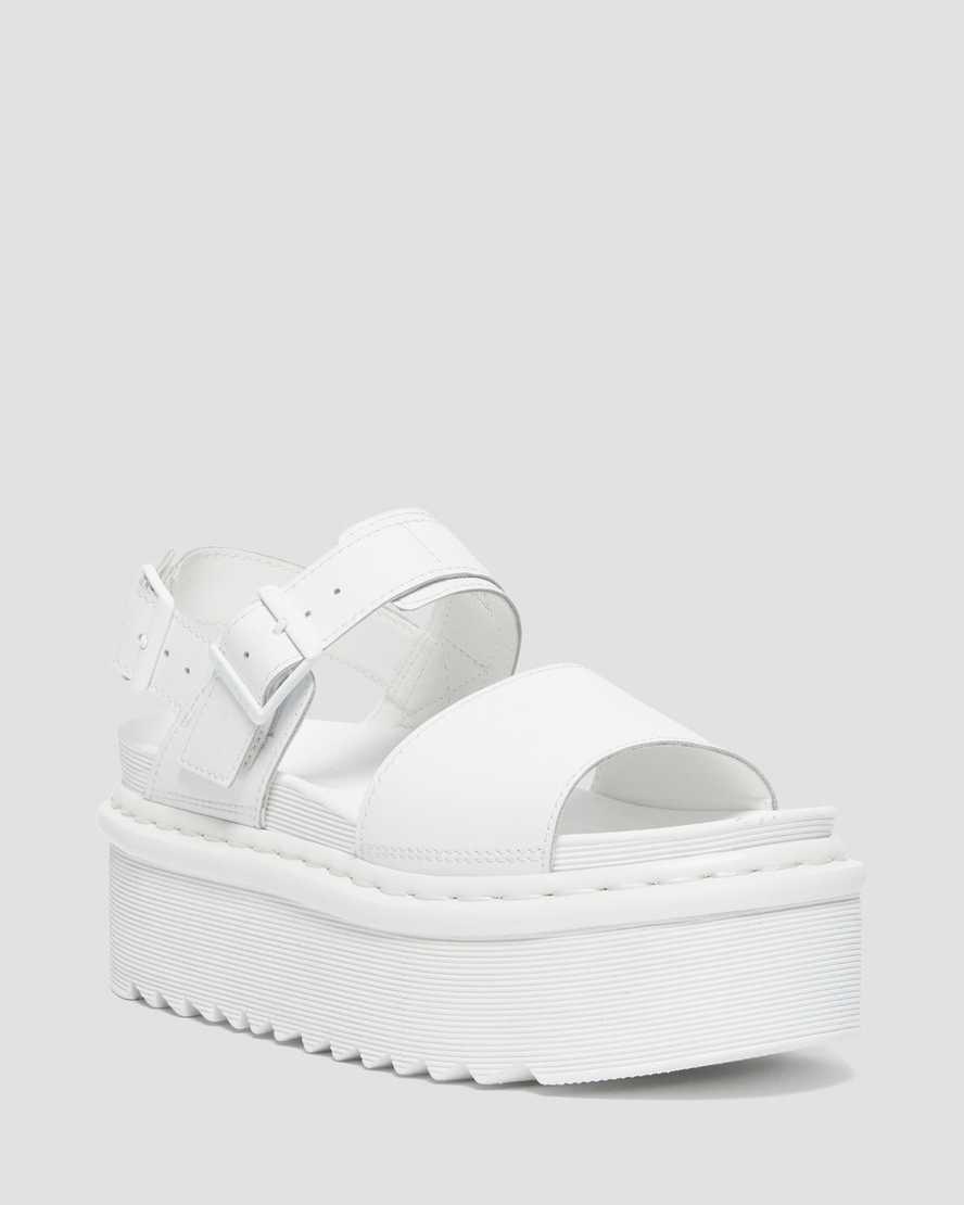 Dr Martens Voss Mono Leather Platform Strap Gladiator-sandalen Damen Weiß | 458791-MCT